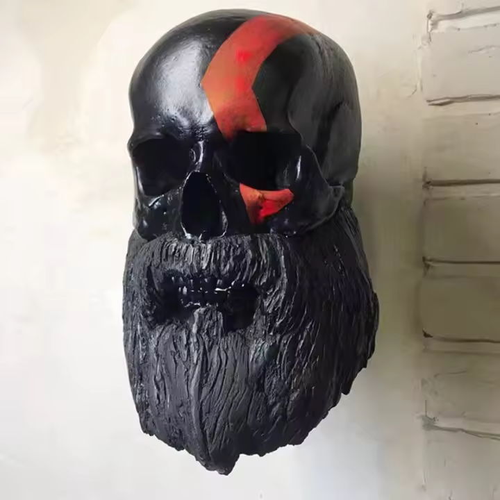 Decoración de pared de cabeza de fantasma independiente, adorno artesanal de resina extraíble, Calavera, hueso, atmósfera de Halloween - 1