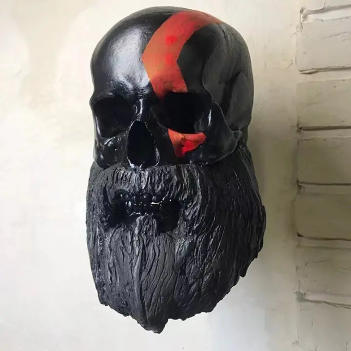 Decoración de pared de cabeza de fantasma independiente, adorno artesanal de resina extraíble, Calavera, hueso, atmósfera de Halloween - 1