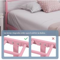 Cama Individual con Espacio Bajo Marco Metal Altura 32 cm Cama Individual con Cabecera para Colchón de 90 x 190 cm Blanco - details 34