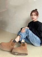 Botas de nieve con plataforma para mujer, parte superior baja, piel de oveja, invierno, nuevas - details 9