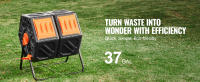 SucceBuy Contenedor de Compost de Doble Cámara, Vaso Giratorio con 2 Puertas Correderas, Estructura de Acero, Sin BPA para Jardín, Cocina y Patio - details 0