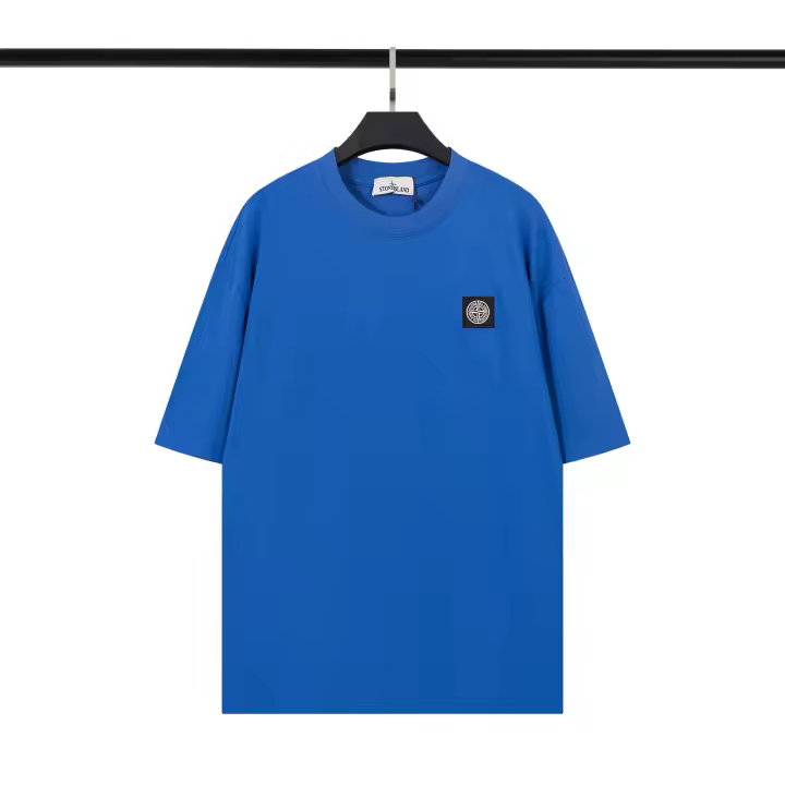 Camiseta de verano de manga corta de moda de alta calidad de Hip-Hop, camiseta de moda de manga corta bordada de Stone Island para hombre - 1