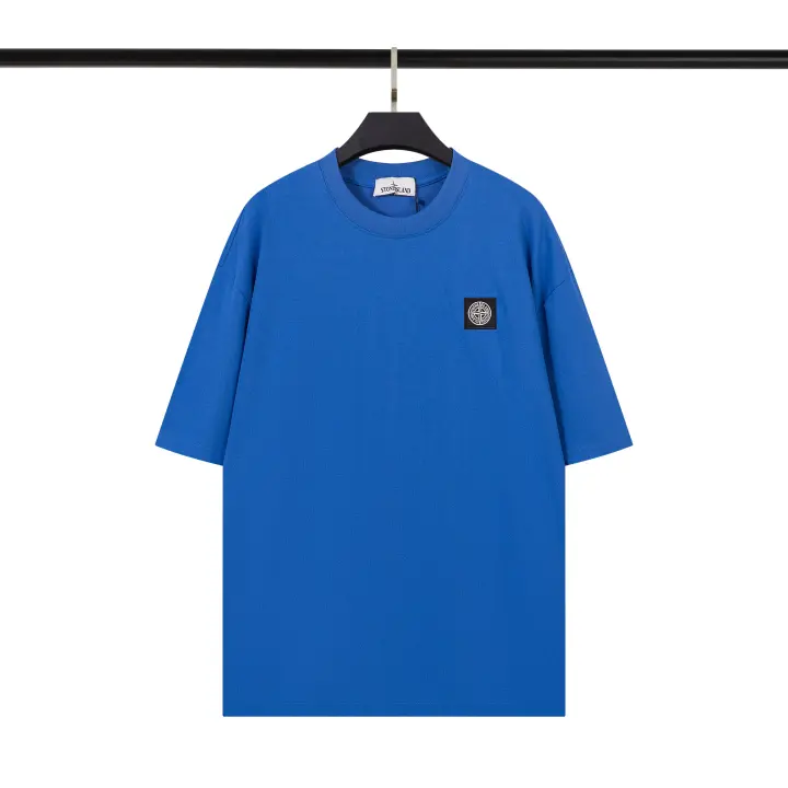 Camiseta de verano de manga corta de moda de alta calidad de Hip-Hop, camiseta de moda de manga corta bordada de Stone Island para hombre - 1