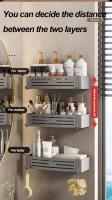 Organizador colgante no perforado, estante para colocar artículos de tocador y toallas, soporte para organización de champú para baño - details 7