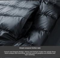 Chaqueta holgada de plumas de ganso blanco, chaqueta ligera con capucha, cuello alto para hombre, corte ajustado con capucha juvenil - details 4