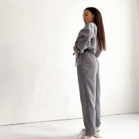 2025 primavera y otoño nueva ropa de mujer moda casual suelta cremallera cuello alto suéter conjunto de dos piezas. - details 10