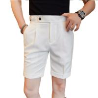 Pantalones cortos de estilo británico para hombre, Shorts informales hasta la rodilla de alta calidad, 4 colores, de lujo, ajustados, de negocios - details 0