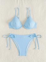Nuevo traje de baño sexy con espalda descubierta y soporte de acero dividido de Yiyong, bikini con cordones de color sólido para mujer - details 12