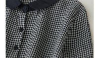 Vestido de Otoño a Cuadros de Moda Estilo Japonés Casual para Mujeres Vestido de Oficina Blanco y Negro a Cuadros Ropa Larga de Primavera Casual - details 4