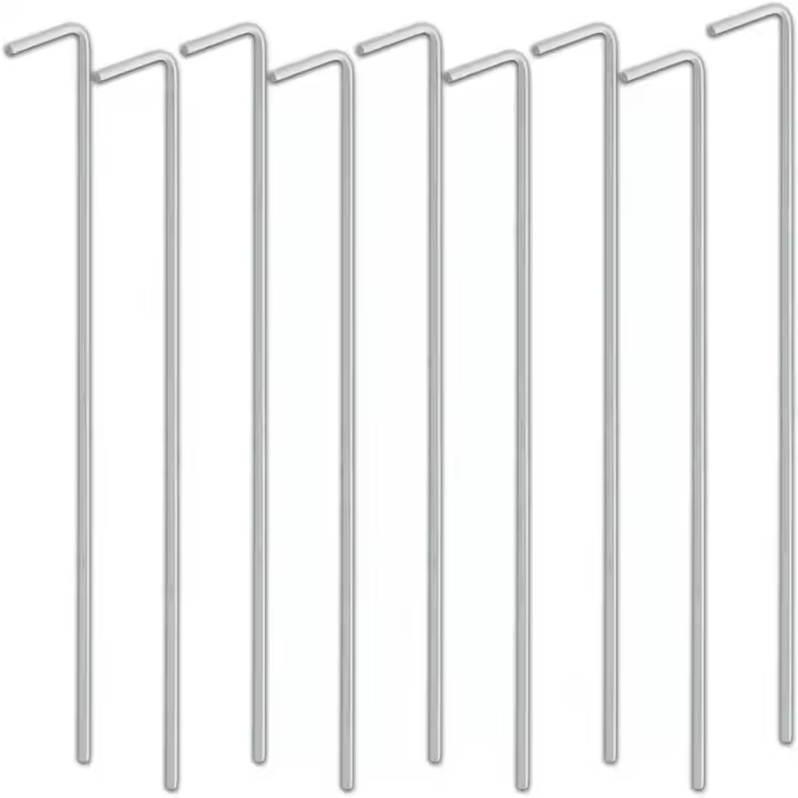 Clavijas plateadas de alta resistencia para tienda de campaña, accesorios de acero galvanizado con punta puntiaguda para acampada, anclaje de hoja de tierra para exteriores, 50 piezas - 1