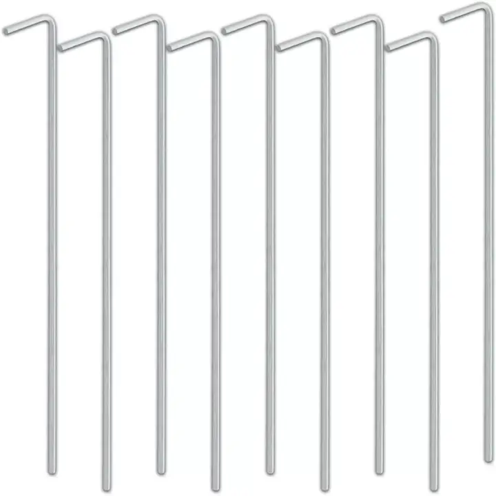 Clavijas plateadas de alta resistencia para tienda de campaña, accesorios de acero galvanizado con punta puntiaguda para acampada, anclaje de hoja de tierra para exteriores, 50 piezas - 1