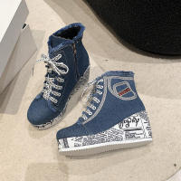 Zapatos de lona de talla grande para mujer, tacón de cuña, versátiles, punta redonda, transpirables, individuales - details 6