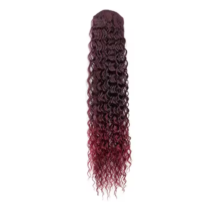 Cola de caballo rizada con cordón, estilo cornrow, con clip, efecto ombré, onda profunda, extensión de cola de caballo larga, postizo de cola de caballo - 1