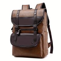 Mochila De Cuero PU minimalista Vintage de gran capacidad para viajes al aire libre - details 4