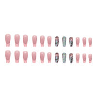 Uñas Postizas Francesas Largas Con Flash 24 Piezas + 1 De Pegamento Jelly Y 1 De Lijador Para Fiesta Y Uso Diario - details 3