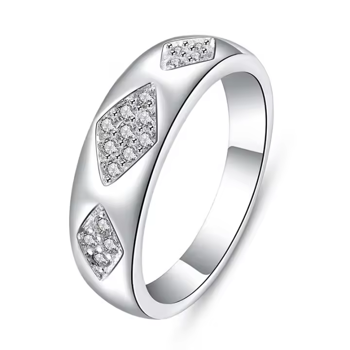 925 Sterling Silver Zircon Ring for Women Men Fashion Wedding Party Engagement Band Charm Jewelry Gift - 1