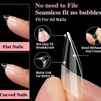 120 puntas cuadradas ultracortas, gel suave, cobertura total, uñas postizas semimate, transparentes, preformadas, puntas de extensión de uñas 12S - details 2