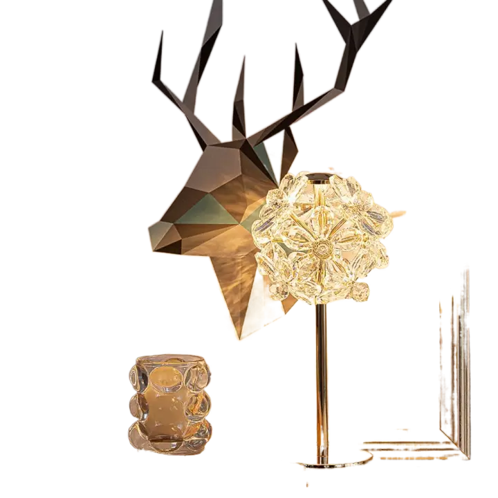Lámpara de cristal con pantalla, lámpara de mesa de cristal, 3 luces de colores, lámpara de noche moderna regulable, luces suaves románticas, decoración, luz de escritorio - 1