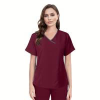 Camisetas de una sola pieza, batas de mano de cepillo médico para mujeres, Tops de trabajo de manga corta, 1 ud. - details 2
