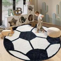 Alfombra de Fútbol Suave y Cómoda Redonda para Dormitorio y Sala de Estar Temática Deportiva - details 2