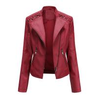 Chaqueta de Mujer de Cuero Sintético Estilo Varsity Moto Biker Bomber Ligera Casual para Exterior Abrigo Corto de Poliéster con Cierre de Cremallera para Otoño/Invierno - details 1