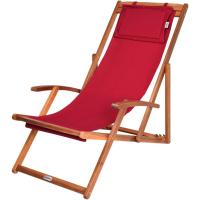 Plegable Madera de Acacia Carga 160KG Silla Jardín Playa Transpirable Ajustable Rojo - details 0