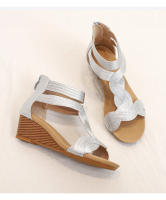 Sandalias de tacón de cuña de verano de talla grande, zapatos de mujer ajustados con cremallera trasera, zapatos romanos - details 11