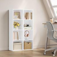 4 Cubos Compartimentos, Estanteria Columna Alta, Estantes de Piso para Exposición, Libreria Blanca para Oficina - details 1