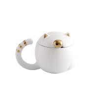 Taza de cerámica de gato de dibujos animados de alto valor con tapa cuchara alivio taza creativa negra taza de agua de pareja personalizada - details 0