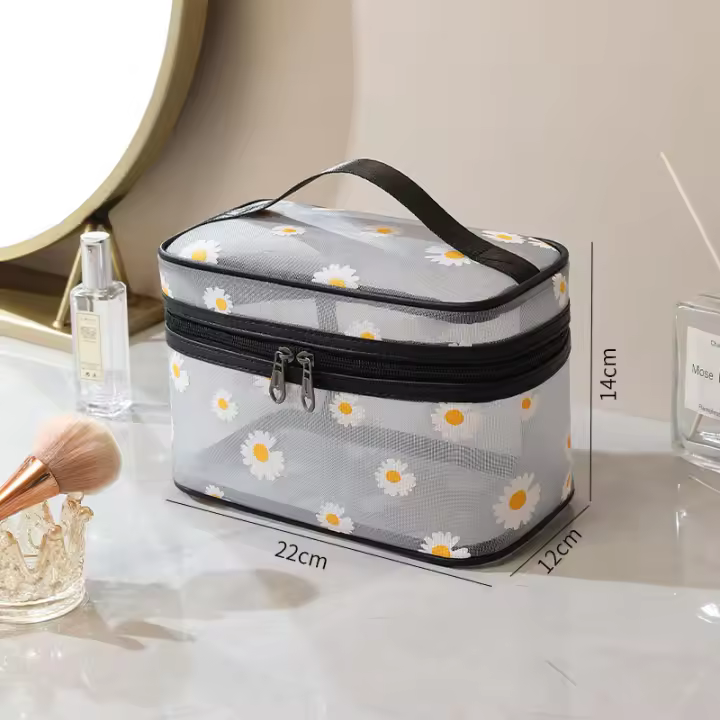 Bolsa de cosméticos de malla portátil, bolsa de almacenamiento de artículos de tocador de viaje, bolsa de baño de belleza, bolsa de baño, playa, natación, artículos diversos - 1