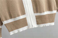 Nuevo En 2023 Conjunto De Moda Para Mujer 3 Piezas Vest Top + Chaqueta De Cremallera Larga + Pantalones Con Cintura Elástica Traje De Pista Tejido - details 6