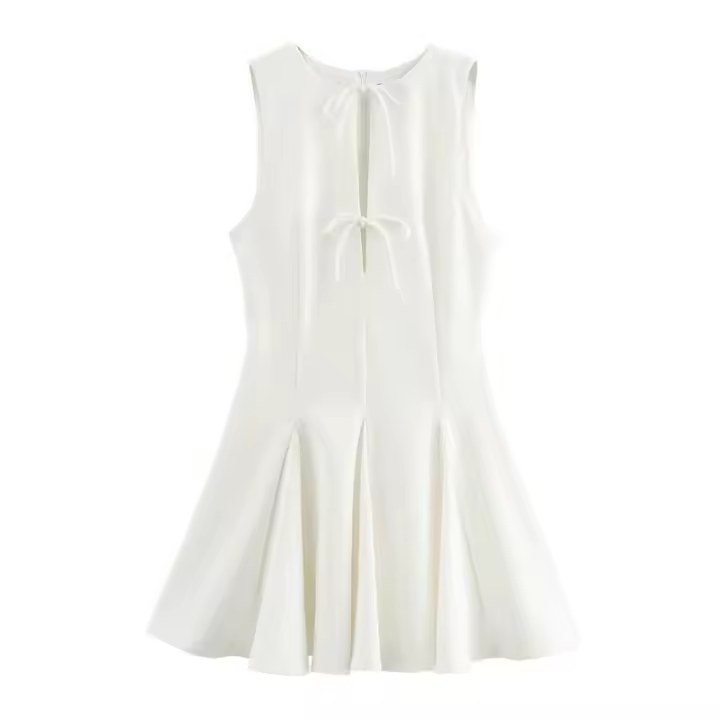 Vestido clásico de moda para mujer con dobladillo ancho y lazo - 1