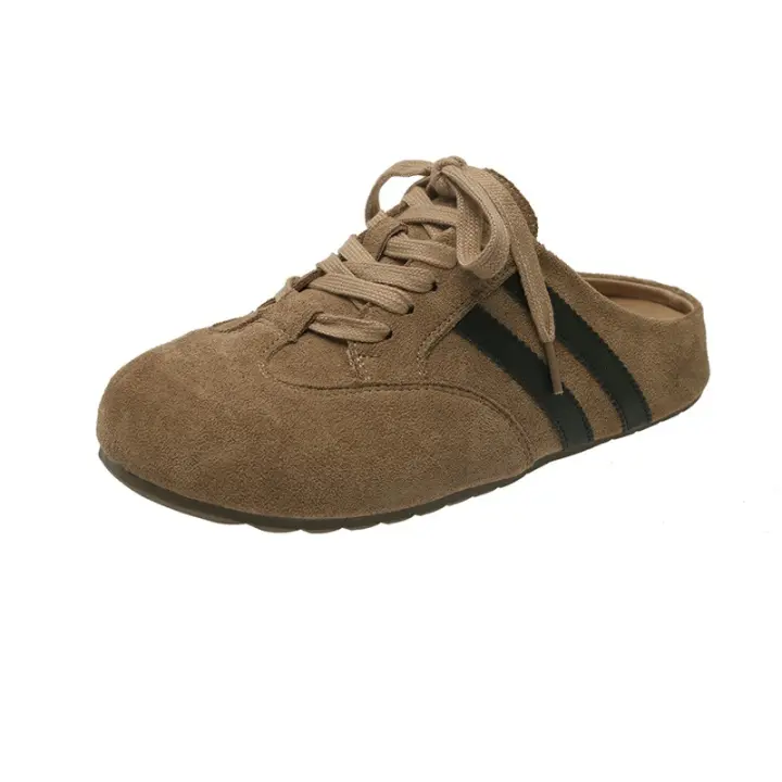 Retro de suela gruesa interior de aumento de la bolsa de la cabeza de la mitad de las zapatillas de las mujeres desgaste exterior 2025 primavera nuevos zapatos versátiles de entrenamiento alemán Boken zapatos de mujer - 1
