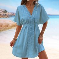 Vestido Cubrebikini Elegante Estilo Boho Chic con Escote en V, Mangas Volantes y Tejido Suave - details 10