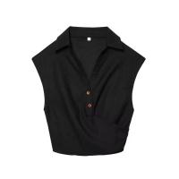 BUNO-2025 nuevo conjunto de falda para mujer, Tops elegantes sin mangas con cuello en V, faldas por debajo de la rodilla con abertura, moda informal, trajes ajustados lisos para mujer - details 18