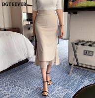 BGTEEVER Chic Elegant High Waist Ladies Solid Mermaid Skirts Spring Summer Fashion Ladies Slim Package Hip Mid-Length Skirts - details 8