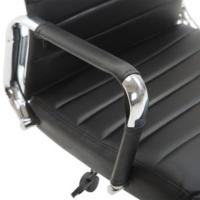 Silla De Oficina Kolumbus En Simil Cuero & Base De Metal con Ruedas I Silla De Escritorio Ergonómica & Regulable En Altura, Color:Gris - details 3