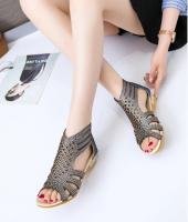 Sandalias planas romanas para mujer, zapatos de playa con diamantes de imitación, talla grande, color negro y dorado, 42, 41, 40, 39 - details 1