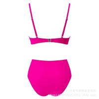 Nuevo Bikini dividido de color sólido con tiras cruzadas, traje de baño de cintura alta, sexy - details 17