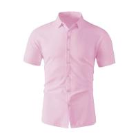 Nueva camisa de negocios de manga corta informal de color sólido para hombre, moda de verano, sin permanente, top cómodo y versátil - details 10