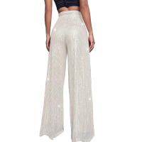 Moda femenina New -End Color sólido Pierna ancha con lentejuelas drapeadas Pantalones casuales para mujer - details 23