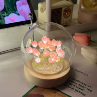 Flor de tulipán Artificial, adornos de luz nocturna hechos a mano, mesita de noche DIY, lámpara LED de noche, decoración de escritorio para dormitorio, regalos de cumpleaños, lámpara de mesa - details 19