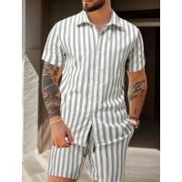 2025 Nuevo Traje Casual de Hombre Conjunto de Camisa de Manga Corta a Rayas y Pantalones Cortos - details 10