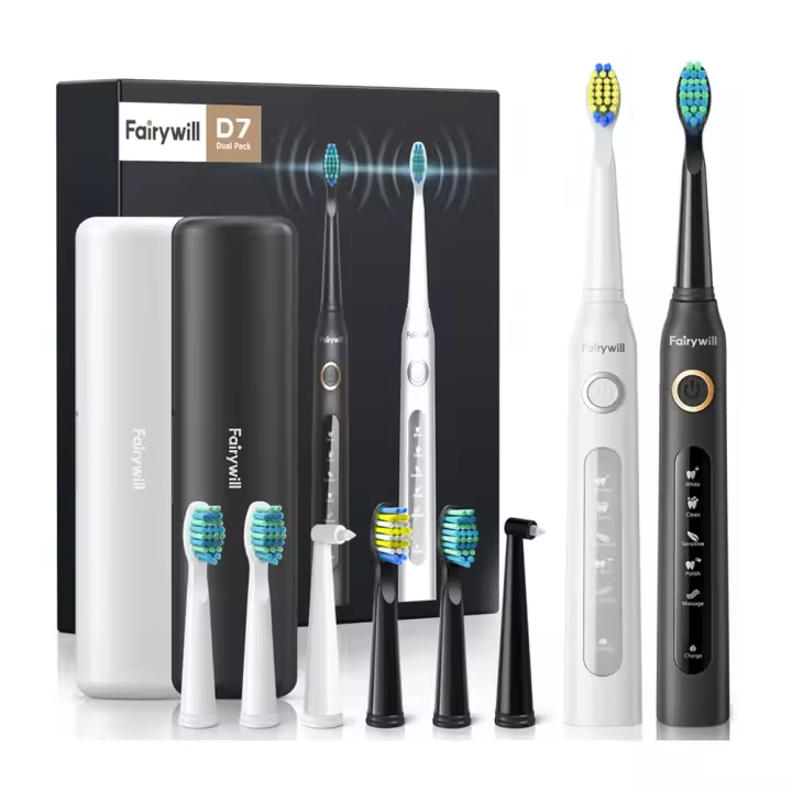 Cepillo de Dientes Eléctrico Sonido Fairywill USB Recargable FW-507 Cabeza de Repuesto Adulto Impermeable Fabricado en China - 1