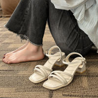 Sandalias de mujer 2025 nueva moda versátil suave retro tacón grueso antideslizante palabra con tacones altos - details 2