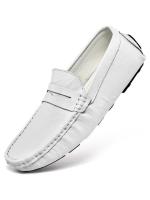 Mocasines para hombre con punta redonda de cuero, mocasines tipo penny, zapatos náuticos, cómodos, antideslizantes, flexibles, para fiestas. - details 2