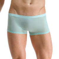 Suave Sexy Súper Fina Ropa Interior para Hombre Bóxers de seda Hielo Pantalones cortos Transparente de tiro bajo Bragas Cueca Homme - details 3