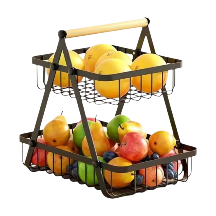 Portátil con encimera 2/3, cesta de frutas para organizador de cocina, iluminación y frutas, verduras, pan, aperitivos - 1