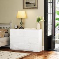 Cómoda con 6 Cajones Cómoda de Dormitorio Moderno con Diseño Anti-vuelco Cajonera para Salón Pasillo 112x34x75 cm Blanco Brillo - details 4