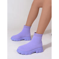 Zapatos de cuña informales ligeros hasta el tobillo para mujer de marca, botas de plataforma de media pantorrilla con calcetín de punto, invierno - details 19